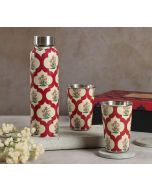 India Circus by Krsnaa Mehta Poppy Flower Scarlet Bottle and Tumbler Set