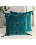 India Circus by Krsnaa Mehta Prussian Butterfly Adorn Cushion Cover
