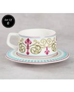 India Circus Floral Illusion Cup and Saucer (Set of 6)