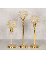 India Circus Golden Crystal Candle Holder Set of 3