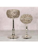 India Circus Grey Crystal Candle Holder Set of 2