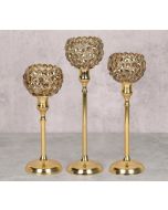 India Circus Grey Crystal Candle Holder Set of 3
