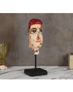 India Circus Magnolia Textured Wooden Mask on Stand- Woman