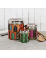 India Circus Mughal Doors Reiteration Steel Container (Set of 3)