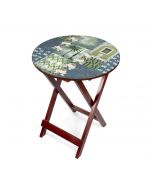 India Circus Teal Tiled Lotus Extravaganza Round Side Table