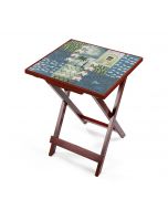 India Circus Teal Tiled Lotus Extravaganza Side Table