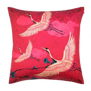 Legend of the Cranes Poly Taf Silk Cushion Cover