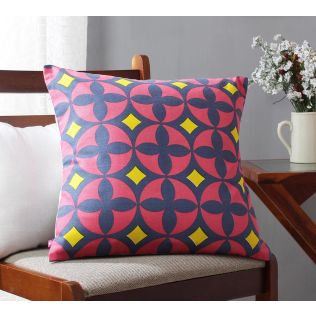 India Circus Elixir of Geometry Magenta Cotton Cushion Cover
