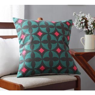 India Circus Elixir of Geometry Viridescent Cotton Cushion Cover