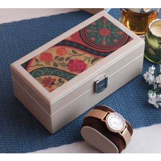 India Circus Floral Embroidery Leather Watch Box