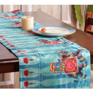 India Circus Tusker Chariot Bed and Table Runner
