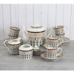 India Circus Artisans Impression Tea Cup & Saucer Set of 17 pcs