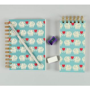 India Circus Blue Heart Tusker Stationery Combo Set