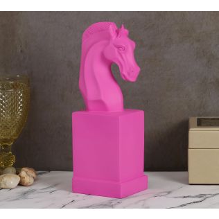 India Circus Bright Pink Horse Head Figurine