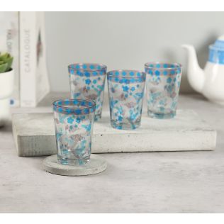 India Circus by Krsnaa Meha Grey Flock of Birds Chai Glass Set of 4