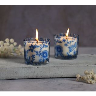 India Circus by Krsnaa Mehta Blaue Blume Cylindrical Candle Votive Set of 2