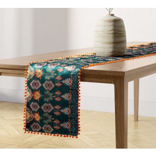 India Circus by Krsnaa Mehta Evergreen Essence Micro Velvet Bed and Table Runner
