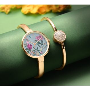 India Circus by Krsnaa Mehta Gray Bouquet Wrist Watch with Bracelet