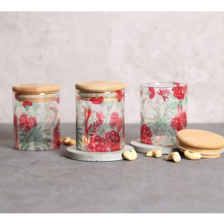 India Circus by Krsnaa Mehta Grey Floral Galore Glass Jars Set of 3