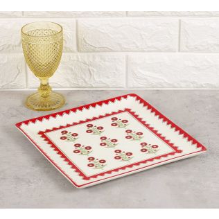 India Circus by Krsnaa Mehta Grey Poppy Flower Large Platter