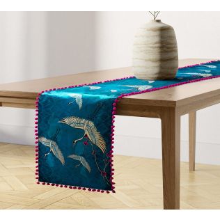 India Circus by Krsnaa Mehta Legend of the Cranes Micro Velvet Bed and Table Runner