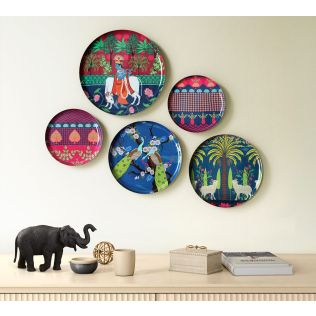 India Circus by Krsnaa Mehta Mathuras Mischief Wall Decor Plates Set of 5