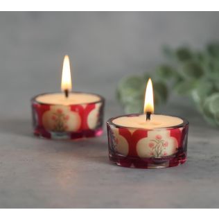India Circus by Krsnaa Mehta Poppy Flower Scarlet T Lite Candle Votive Set of 2