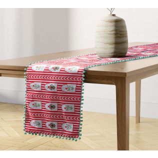 India Circus by Krsnaa Mehta Red Spell Micro Velvet Bed and Table Runner