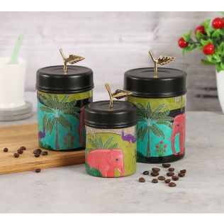 India Circus by Krsnaa Mehta Tropical Paradise Steel Container Set of 3