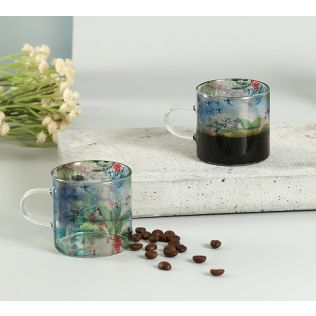 India Circus by Krsnaa Mehta Tropical View Glass Espresso Mug Set of 4