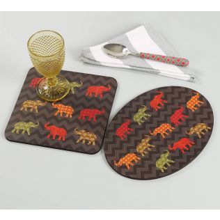India Circus by Krsnaa Mehta Tusker Delight Trivet Set of 2