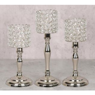 India Circus Crystal Candle Holder Cylindrical Set of 3