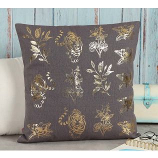 India Circus Floral Sketch Foil Cushion Cover