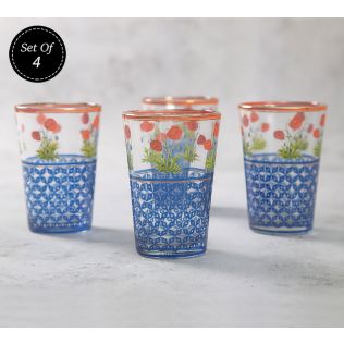 India Circus Flowers and Ferns Chai Glass (Set of 4)