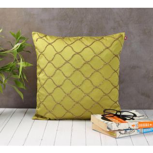 India Circus Gold Bead Olive Green Cushion Cover