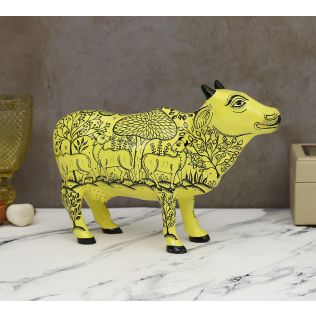 India Circus Pattachitra Art Yellow Cow