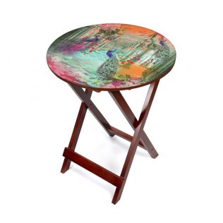 India Circus Peacock Dwar Round Side Table