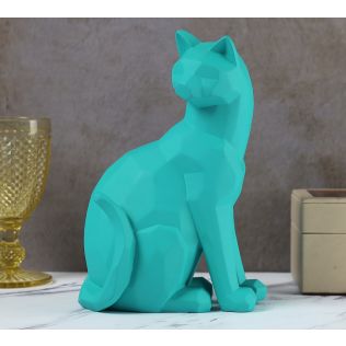India Circus Teal Cat Figurine