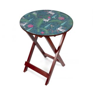 India Circus Teal Forest Fetish Round Side Table