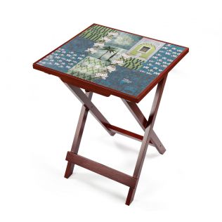 India Circus Teal Tiled Lotus Extravaganza Side Table