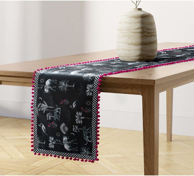 India Circus by Krsnaa Mehta Animalia Creations Micro Velvet Bed and Table Runner