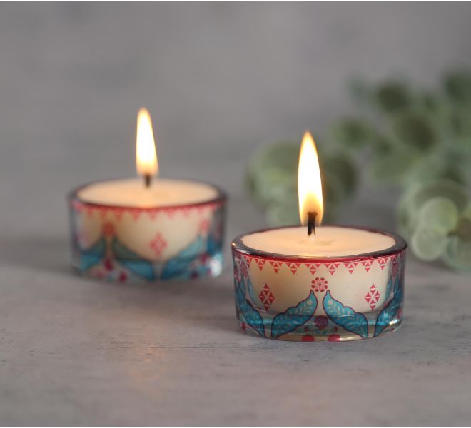 India Circus by Krsnaa Mehta Blooming Dahlia T Lite Candle Votive Set of 2