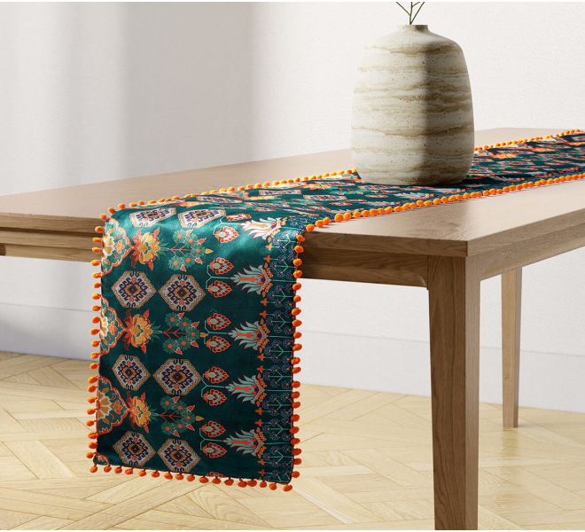 India Circus by Krsnaa Mehta Evergreen Essence Micro Velvet Bed and Table Runner