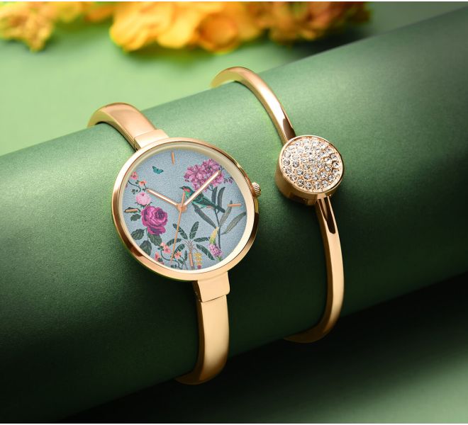 India Circus by Krsnaa Mehta Gray Bouquet Wrist Watch with Bracelet