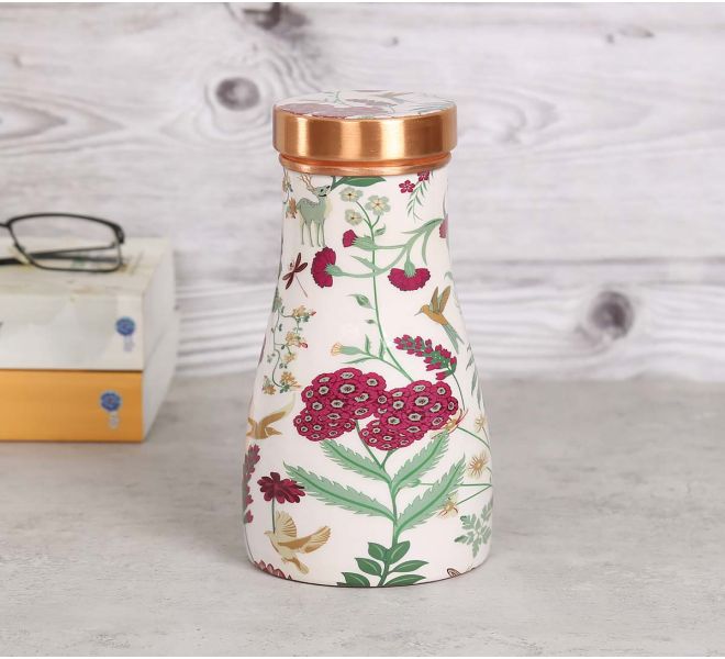India Circus by Krsnaa Mehta Grey Floral Galore Bedside Copper Jar