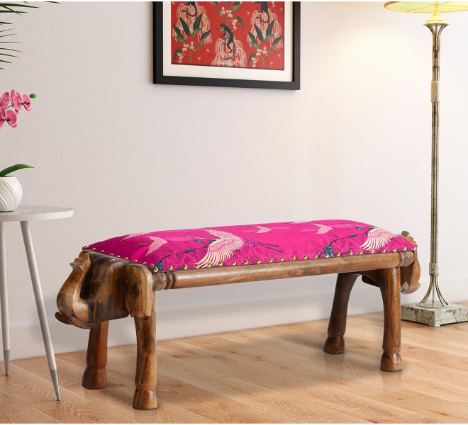 India Circus by Krsnaa Mehta Legend of the Cranes Wooden Animal Bench