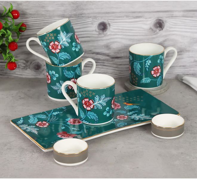 India Circus by Krsnaa Mehta Marine Opulence Snack Platter & Coffee Mug Set