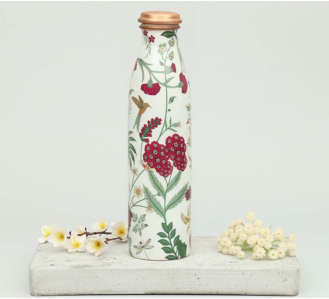India Circus Grey Floral Galore Copper Bottle