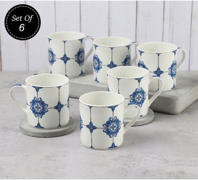 India Circus Royal Blue Coffee Mugs Set of 6
