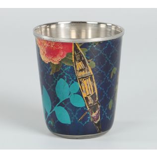 India Circus Blue Floral Lake Inception Small Steel Tumbler (Set of 2)
